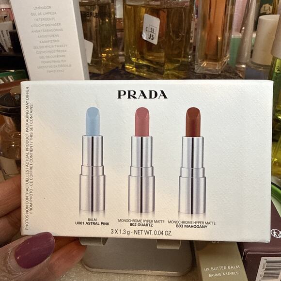 Prada Beauty Holiday Limited Mini 3 Lip Collection Set For Lip Colors & Balm - Picture 2 of 4